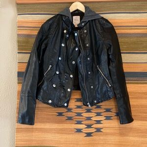 FREE PEOPLE “We The Free” vegan leather black jacket